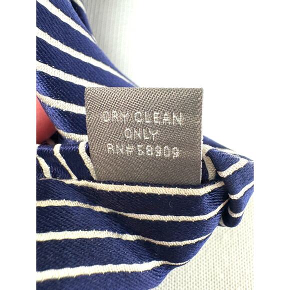 DANIEL CREMIEUX Silk Seven Fold Navy & White Stripe Men's Repp Tie Made In Italy - Picture 11 of 15